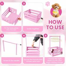 20 X 13 X 9 Wooden Dog Closet Pet Wardrobe Crate Box With Hanging Rods And Personalized Alphabet Letters Easy Assembly Baskets For Dog Cat Toys Clothes Accories Pink - 粉色 - 查看 3