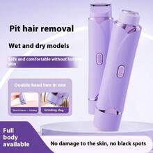 2 In 1 Women's Bikini Trimmer,USB Rechargeable Electric Shaver,Portable Dual Head,Gentle And Painless Trimming Of Sensitive Pubic Hair,Face,Underarms And Legs,Painless Hair Removal,Bikini Trimmer - 紫羅蘭色 - 查看 2