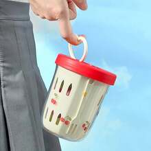 WORTHBUY Taza de ensalada de doble pared, contenedor de avena portátil a prueba de fugas con tenedor y, taza de fruta de drenaje, bonita taza de desayuno para estudiantes - Estilo A rojo - Ver 6