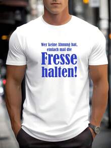 Men's Fresse English Pattern Summer Casual Round Neck Short-Shirt - 黑色 - 查看 11