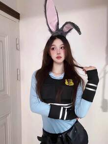1pc Rabbit Ear Headband, Christmas Costume Accessory, Judy Hopps Cosplay Prop, Cute Photo Prop - Multicolor - View 2