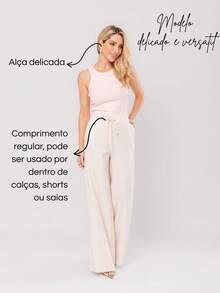 Kit 4 Women's Tank Top Foreign Blogger Premium Stylish Blouse Spring  End Of Year Children's Day - 粉紅色,米色,深綠色和黑色 - 查看 4