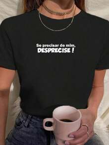 Women's BabyLook Printed T-Shirt Phrases If You Need Me, Don't Need Me Various Colors 100% Cotton - 黑色 - 查看 2