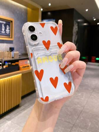 1 st. vitt stötsäkert TPU-mobilskal med hjärtformade element, kompatibelt med , Android, OPPO-telefoner