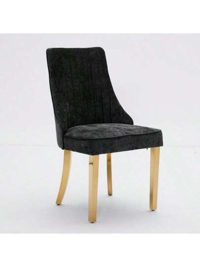 Rayon Cloth Flocking Linen Dining Chairs Channel Kitchen Dinner Stoel Comfy Fabric Upholstered Accent Room Curved Solid Wood Legs,Set Of (Beige), DE1847BG view 4