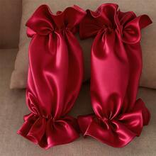 1 Bridal Gloves, Satin Material Short Design, Both The Function Of Covering The Arm, Suitable For Sheath Wedding Dresses With Decorative Sleeve Scene