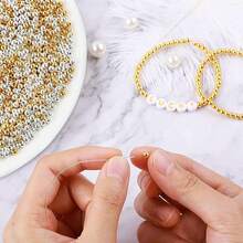 KMEOSCH 500颗圆形珠子，银色和金色隔珠，光滑散珠，适用于DIY手链首饰制作工艺 - CCB珠子 - 查看 5