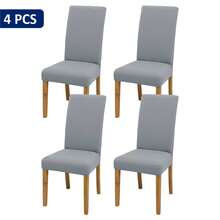 1/4/6/8/10pcs Solid Color Milk Silk Chair Covers, Polyester Elastic Dining Chair Covers - Light Grey - View 11