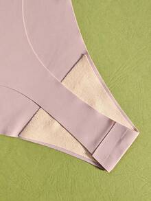 4pcs Women's Comfortable Skin-Friendly Fabric Solid Color Thong Panties, Simple Style Underwear For Home Wear - Multicolor - View 6