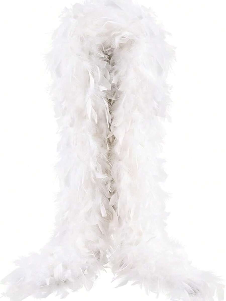 1 件约 79 英寸长的纯色天然羽毛围巾/围巾，适合表演、婚礼、生日派对、晚会约会、圣诞舞会、服装装饰（火鸡羽毛可能会略微脱落）