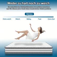 Colchón Híbrido - Colchón 90x200 cm - Altura 24 cm - Muelles ensacados y viscoelástica - Colchón muy Transpirable - Ideal Para un Sueño Reparador, 7 Zonas de Confort - Blanco y Negro - Ver 6