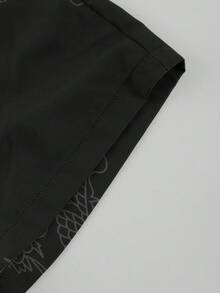 Men's Dragon Dance Chinese Character Dragon Pattern Robe With Shorts Set - Black - View 4