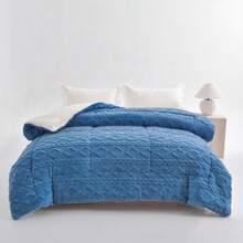 Luxurious Taffeta Comforter - All-Season Soft Thick Bedspread, Quilt With Microfiber Fill, Machine Washable Queen/King Size Comforter For Bed, Guest Room & Hotel Use - Contemporary Bedding, Throw Blanket For Bed, Soft And Warm Blanket, Soft And Thick Comforter, Soft Bed Throw Blanket, White Throw Blanket For Bed, Soft Comforter, Throw Blankets For Bed, Soft Thick Blanket, Thickened Blanket, Thick Comforter Blanket, Blanket Throw For Bed, Thick Single Blanket, - Màu xanh lam - Xem 2
