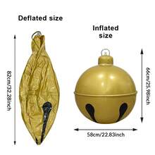 1/2 piezas Bola de campana inflable, material de PVC, adecuada para decoración colgante de Navidad interior/exterior, decoración de fiesta de Año Nuevo, regalo de Navidad