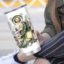 1pc 20 Oz Stainless Cup, Sublimation Mug, Leak Proof Lid Prevents Spills, Christmas Gift, A Thoughtful Gift For Coffee Lovers, Green Bay Packer, Saintly Sipster
