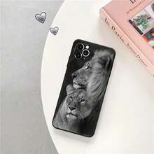Funda Mate para Teléfono Compatible con  16 Plus 15 14 13 12 11 Pro Max Mini 7 8 XR 16Pro XSMax Corona de Tigre Rey León Tigre Funda Negra Suave, Funda Compatible con  17,  17 Pro,  17 Pro Max - UUAZA01 - Ver 13