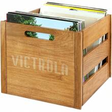 Victrola Caja de Madera para Discos de Vinilo, Rústico, Marrón, 14x13.25x11.75 Pulgadas, 5 Libras - Roble - Ver 1