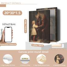 1 pièce Impression sur canevas de Krampus, décoration murale de Noël effrayante, convient pour la décoration de la maison, de la chambre, du salon, de la salle de bain, décoration murale, décorations de Noël pour la maison, avec option de cadre mural