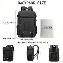 Zaino casual in poliestere con scomparto per scarpe, funzione di ricarica USB e spallacci regolabili, adatto per lavoro e viaggi - Compatibile con laptop da 15,6 pollici