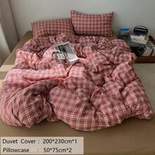 3件套100%涤纶复古格子印花被套组，2个枕套+1个被套（不含床单） - 彩色 - 查看 23