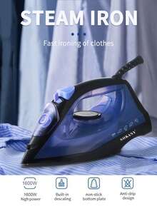 SOKANY Plancha eléctrica doméstica de mano con vapor, mini, portátil, para estudiantes y viajes, con base de cerámica, diseñada para todo tipo de ropa, temperatura constante, sin dañar la ropa, control de termostato ajustable, protección contra sobrecalentamiento - Enchufe EU Tipo E(220-240V) - Ver 2