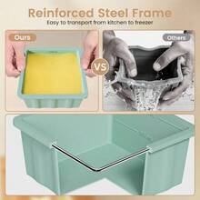 Silicone Freezer Tray : 2 - Cup Freezing Trays With Lid Meal Prep - 4Pack Silicon Soup Portion Freeze Tray Make Stock Souped Cube - Xanh lá cây + Xanh dương + Xanh nước biển + Hồng - Xem 4