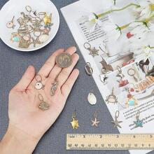 NBEADS 30 Pcs Ocean Theme Stitch Markers, Alloy Enamel Crochet Marker Charms Locking Stitch Ocean Hair Rings With Solid Ring Jewelry Pendant For Knitting Weaving Sewing Accessories Handmade Jewelry{"Color_name":"DolphinHelm"} - 海豚頭盔 - 查看 6