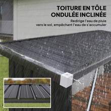 Outsunny Abri-bûches couvert en acier galvanisé, 2 m³, support pour bois de chauffage robuste, montage rapide, étagère à bûches extérieur plancher surélevé toit incliné, 213x66,5x150cm, gris foncé - Gris foncé - Voir 4