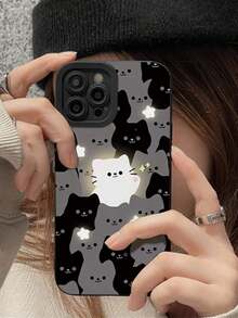 Funda de Teléfono de 1 Pieza para Pareja con Patrón de Gato Negro de Apple - Multicolor - Ver 10