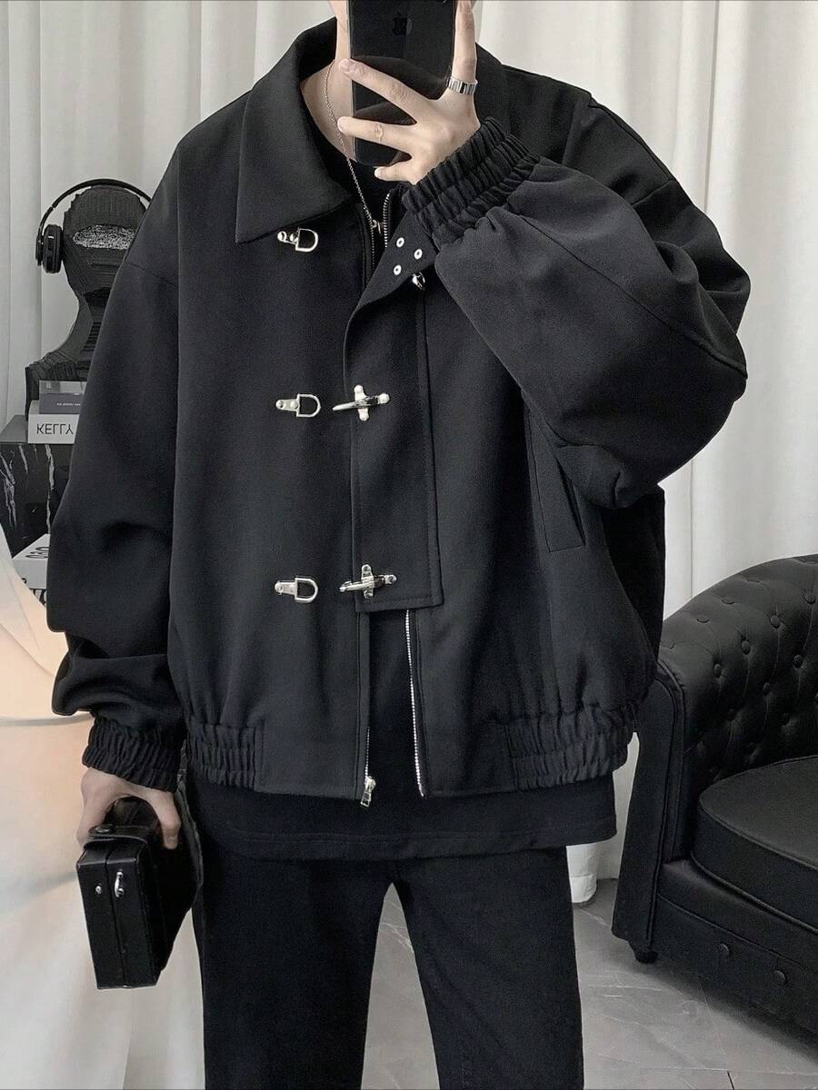 Spring And Autumn New Style High End And Handsome Korean Edition Design Sense Short Coat Men's  Autumn Jacket  Men's Wear - 黑色 - 查看 1