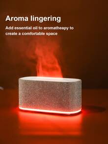 1pc 160ML Mini Ultrasonic 7-Color Gradient Flame Light Diamond Aroma Diffuser, Colorful Humidifier With Visible Mist, Suitable For Home, Office Desk, Bedroom, Car, Travel, Can Add Essential Oils