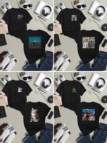 Customizable Women's T-Shirt - Casual Round Neck Short Sleeve, Custom Photo & Text Print, Soft Breathable Fabric, Regular Fit, Machine Washable, All-Season Wear, Custom T Shirt,Fall Clothes For Women, Winter Clothes For Women