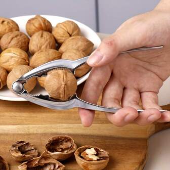 1pc Silver Durable Zinc Alloy Nut Cracker - Multi-Purpose Kitchen Tool For Cracking Nuts, Lobsters And More | Ergonomic Handle With Serrated Edge For Easy Shell Opening | Great For Home Use, Walnut Kernel Cracker Stainless Steel Nutcracker Peeling Artifact Zinc Alloy Crab Claw Pecan Opener Home Nutcracker
