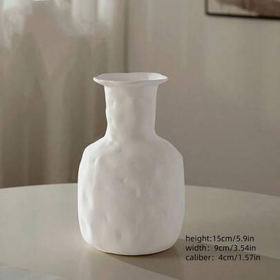 1 Piece White Minimalist Vase, Nordic Modern Creative Style, Living Room And Dining Room Decor Ornament, Container For Fresh Dried Floral Displays Halloween Christmas