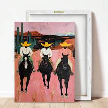 1pc, Canvas Wall Art, Framed Wall Decor, Vintage Southwest Cowboy, Colorful Abstract Western Horse Painting, Modern Rustic Cowboy Poster, Eclectic Printable Wall Art, Stylish Living Room Decor, Home Decor, Room Decor, Dorm Decor, Bedroom Decor, Bathroom Decor, Kitchen Decor, Office Decor, Poster, Holiday Gift - Multicolor - View 5