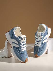 Retro Thick-Sole Sneakers, Thickened Upper, Suitable For Running, Women's Shoes - Blue - View 8