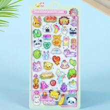 Adesivos Relevo 3D, Design de Animais Cartoon e Doces, Adesivos de Cristal DIY para Decoração de Capas de Celular, Adesivos de Recompensa para Professores