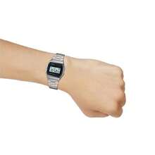 Casio Reloj digital retro para hombre - Con función de cronómetro y luz de fondo, adecuado para uso diario A158WA-1 - Negro - Ver 2
