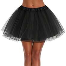 1 pièce Jupon en tulle à 4 couches pour adulte, Robe tutu bouffante de princesse, Costume pour cosplay, fête d'anniversaire, jeu de rôle, vêtements d'automne pour femmes - Noir - Voir 7