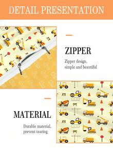 2 Peças Conjunto de Roupa de Cama 3D de Veículo de Engenharia, Conjunto de Roupa de Cama de Impressão Dupla Face (1 Fronha Impressa em Um Lado + 1 Edredom Impresso em Dois Lados), Conjunto para Berçário/Jardim de Infância, Edredom com Estampa Fofa Impressa Digitalmente, Roupa de Cama e Fronha para Crianças, Bebês, Recém-Nascidos