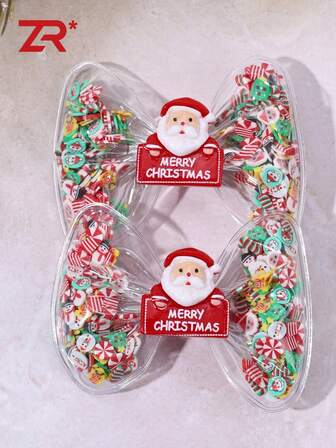 2个可爱圣诞老人发夹，圣诞快乐，发饰