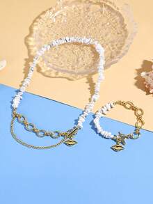 2pcs/Set Chic Versatile Asymmetrical Rhinestone Lip Necklace + Bracelet Jewelry Set, Suitable For Men & Women, Holiday Party, Daily Wear, Exquisite Christmas, Thanksgiving, Halloween, Birthday Gift