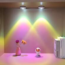 1个触摸感应LED壁灯，橱柜灯，夜灯，LED灯，六角猫眼日落灯，派对装饰，情人节装饰，橱柜下日落灯，房间灯，固定在壁柜上的日落灯，橱柜夜间装饰，补光灯，派对装饰，创意白色六角猫眼RGB壁灯 - 彩色 - 查看 3