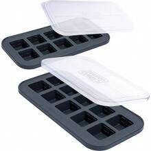 2 Tbsp. Silicone Freezer Molds - Storing Garlic, Herbs, Ginger, Pesto, Tomato Paste, Lemon, Purees And More - Silicone Food Freezer Tray - Aqua U2013 2 - Pack - 2 件裝 + 木炭 - 查看 1