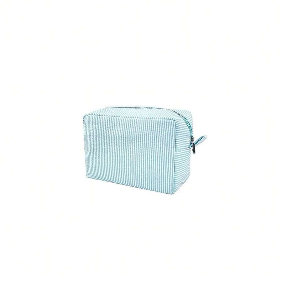 GFU Makeup Bag For Women, Cute Cosmetic Bag, Lightweight Toiletry Make Up Bag, Large Seersucker Aesthetic Organizer Storage Pouch For Girls, Women And Moms Gifts, Lightblue{"Color_name":"LightBlue"} - 淺藍色 - 查看 1