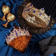 2 Pcs King And Crowns Set Men Royal Crown With Black Crowns Women Princess Crown Tiara Costume Headwear Wedding Homecoming Party Decorations