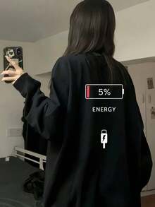 [Cotton Long Sleeve T-Shirt Autumn Wear]2025 Fall New Arrivals T-Shirt Long Sleeve Sweet & Cute Print Y2K Style Women's Tops - 黑色 - 查看 1