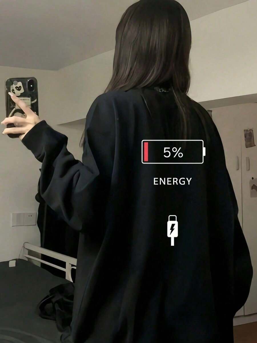 [Cotton Long Sleeve T-Shirt Autumn Wear]2025 Fall New Arrivals T-Shirt Long Sleeve Sweet & Cute Print Y2K Style Women's Tops - 黑色 - 查看 1