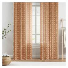 Cortinas naranja quemado de 63 pulgadas, cortinas terracota bohemias - 2 paneles de tratamiento de ventana con estampado floral - Multicolor 184 - Ver 1
