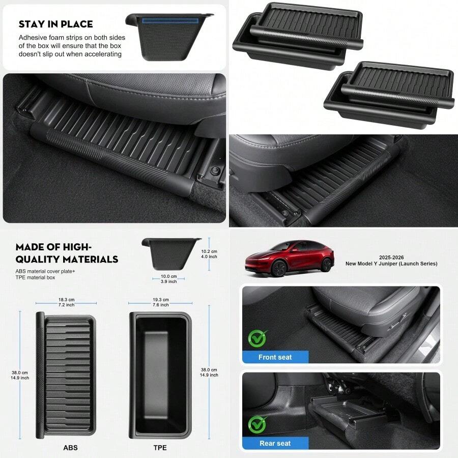 2PCS For 2025-2026 Model Y Juniper Front Under Seat Storage Box With
